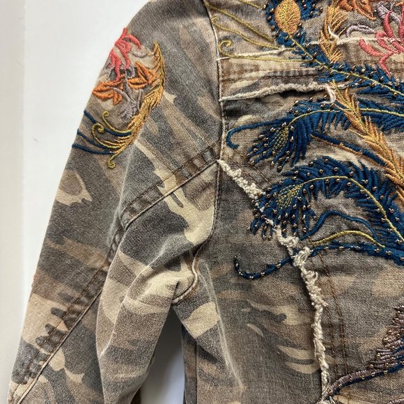 Passport Women's Distressed Embroidered Military Replica Jacket Size Small - Picture 8 of 13